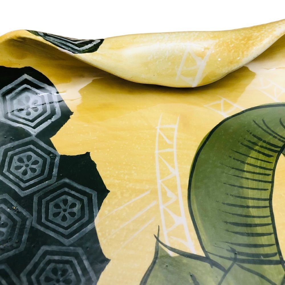 Tommy Bahama Set/3 Ambiance Curled Edge Yellow Green Tropical Print Salad Plates - Picture 4 of 9